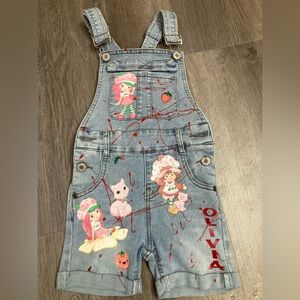 Strawberry Shortcake Homemade Denim Overalls Size 2T “Olivia”